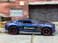 Loose Hot Wheels - 2018 Chevy Camaro SS - Blue and Black Brembo Brakes Livery — view 3