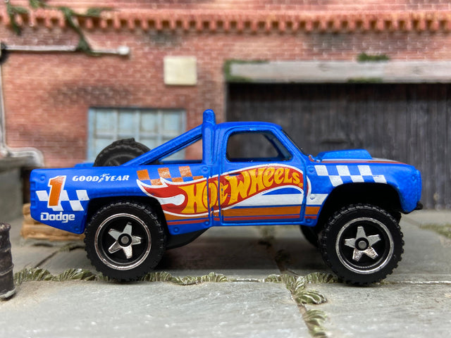 Hot Wheels 1987 Dodge D100 Baja Race Truck, Blue Livery (Loose)