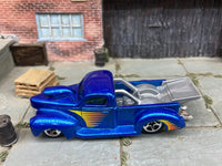 Loose Hot Wheels -1940 Ford Drag Truck - Blue With Scallops — view 2