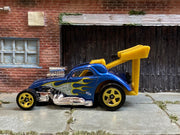 Loose Hot Wheels - Fiat 500c Dragster - Blue and Gold with Flames