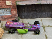 Loose Hot Wheels - Rigor Motor Drag Car Dragster - Purple and Green — view 2
