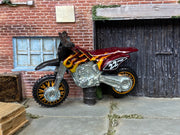 Hot Wheels 450F Dirt Bike Motorcycle - Dark Red Flames