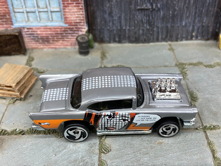 Loose Hot Wheels - 1957 Chevy - Silver and Orange — view 2