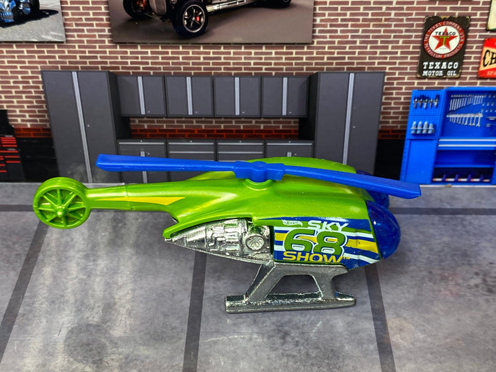 Loose Hot Wheels - Skyfire Helicopter - Green and Blue — view 2