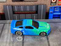 Loose Hot Wheels - 2007 Ford Mustang - FALKE TIRES Blue and Green — view 2