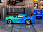Loose Hot Wheels - 2007 Ford Mustang - FALKE TIRES Blue and Green — view 3