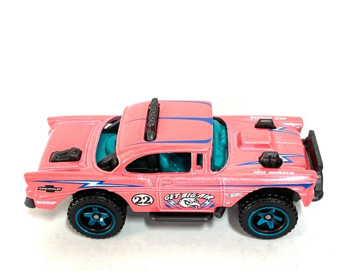 Loose Hot Wheels -1955 Chevy Big Air Bel Air 4x4 - Pink and Blue — view 2