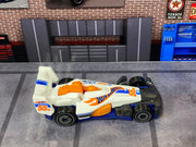 Loose Hot Wheels HW 4 Trac - White, Orange & Blue — view 2