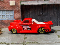 Loose Hot Wheels - 1940 Ford Drag Truck - Red and White Comp Cams — view 3