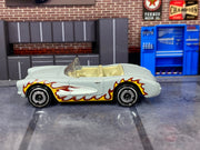 Loose Hot Wheels - 1956 Chevy Corvette - Barbie Gray and White with Flames — view 3