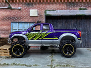 Loose Hot Wheels - 2010 Toyota Tundra Off Road 4x4 - Purple, Green and Gray — view 3