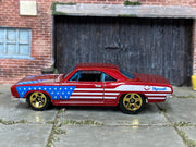 Loose Hot Wheels - 1968 Plymouth Barracuda Formula S - Dark Red Stars and Stripes — view 3
