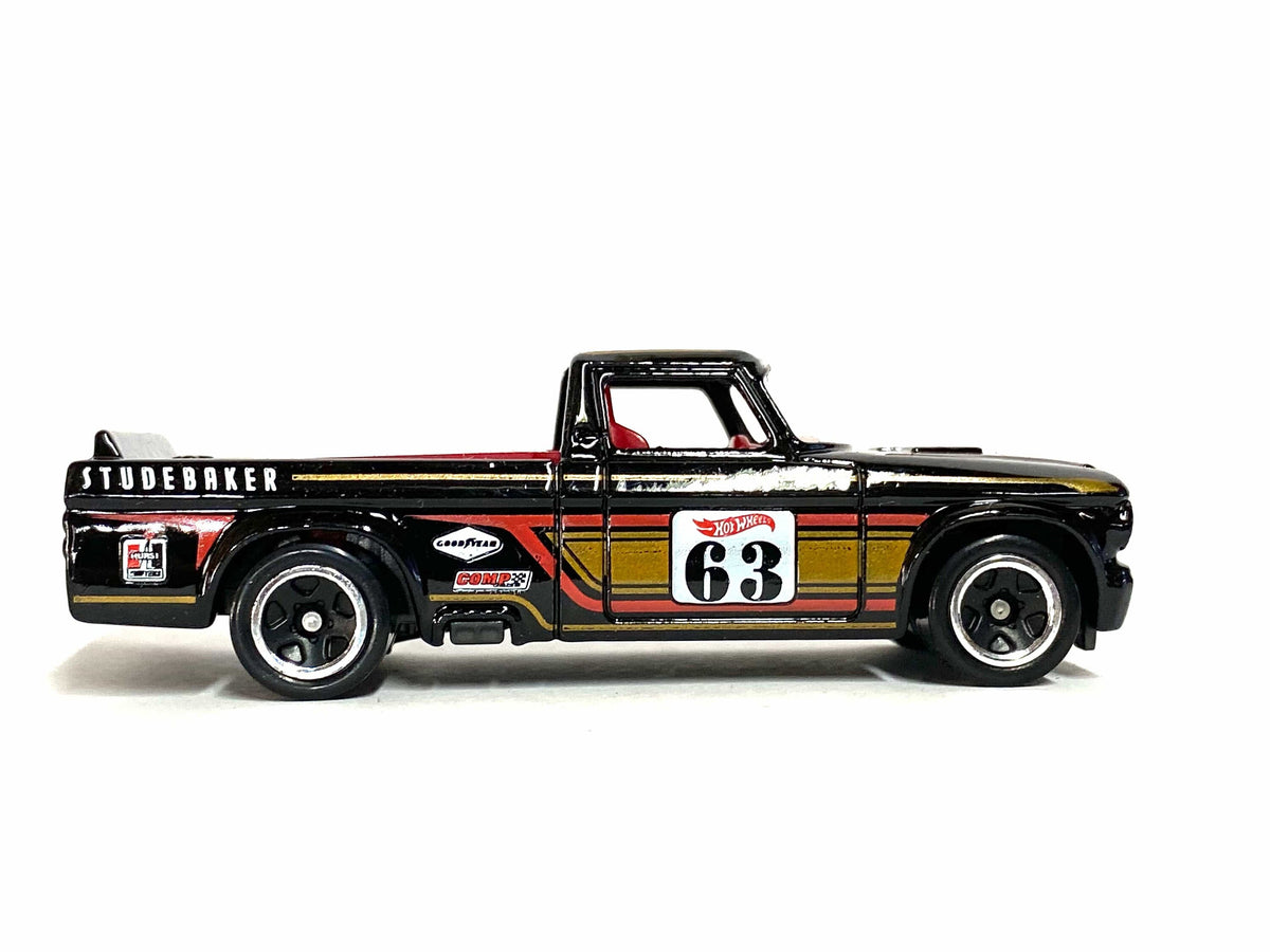 Loose Hot Wheels - 1963 Studebaker Champ Race Truck - Black and Gold 63