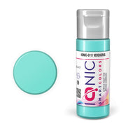 IONIC 0111 Verdigris acrylic paint bottle and color swatch