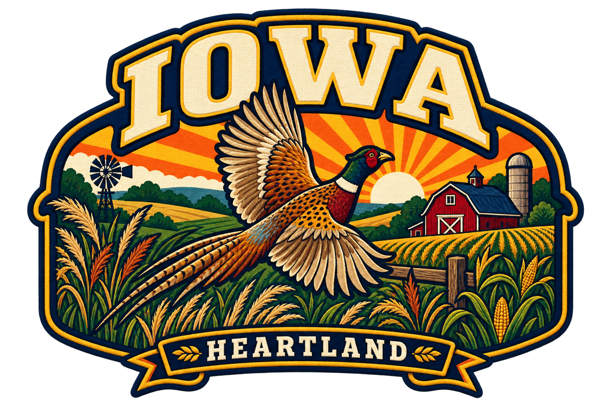 Iowa heritage badge embroidery artwork