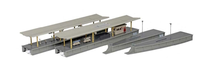 Kato 23-170 actual N scale island platform sections with roofs and tapered ends