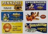 J & L Innovations 164 HO 1940s gas station and oil billboard signs, six-sheet set