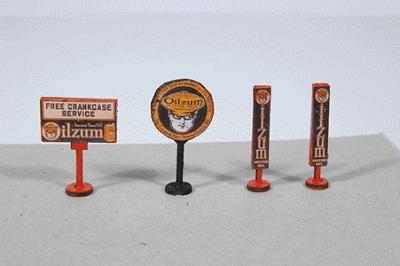 JL Innovative HO Scale Vintage Oilzum Gas Station Curb Signs 4-Pack – 468