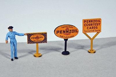 JL Innovative HO Scale Vintage Pennzoil Gas Station Curb Details – 473
