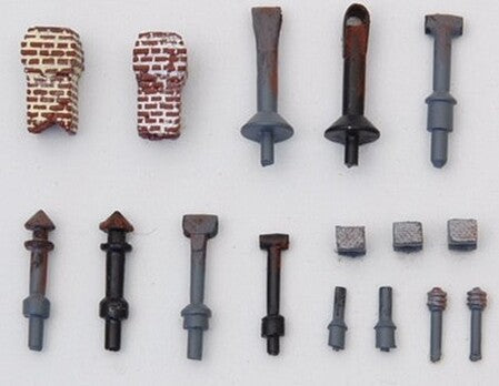JL Innovative HO Scale Roof, Vent & Chimney Detail Set 16-Piece – 494– product image