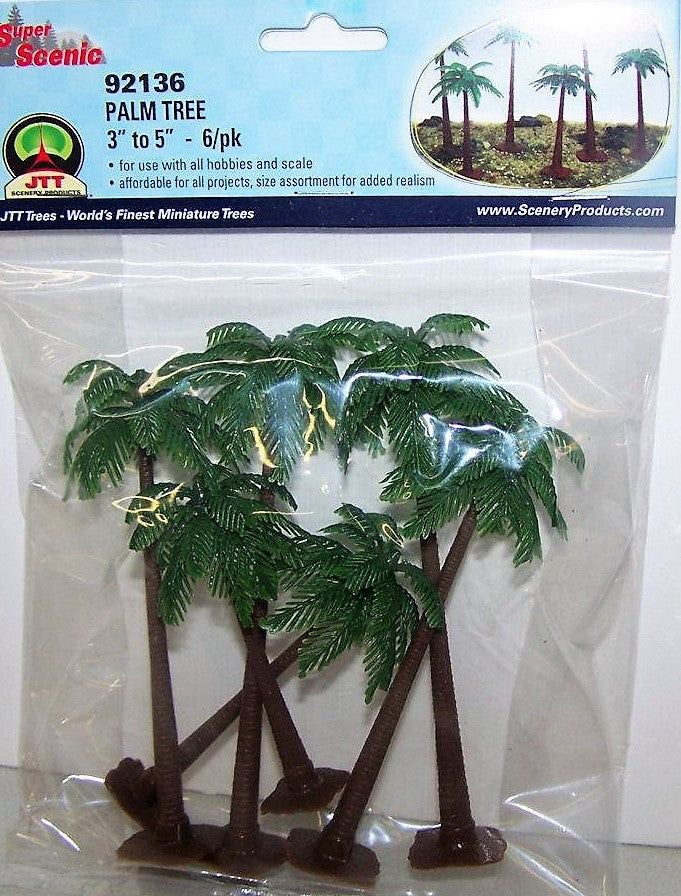 JTT Scenery Products 92136 HO palm trees, 3 to 5 inches, 6-pack — exact product image
