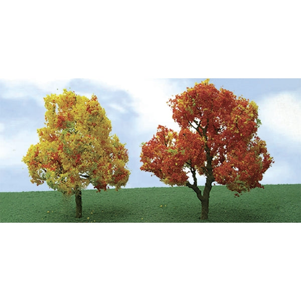 JTT 92219 N scale Pro-Elite autumn deciduous trees — two examples from the four-piece pack