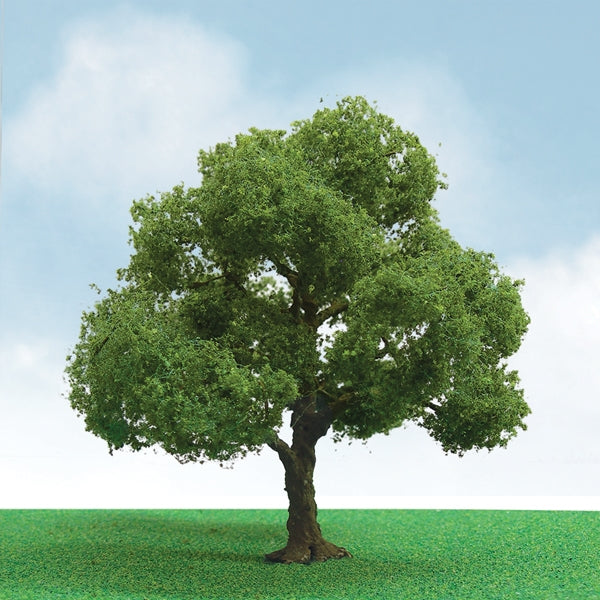 JTT 92404 O scale Pro-Elite 5-inch elder model tree in a scenery setting
