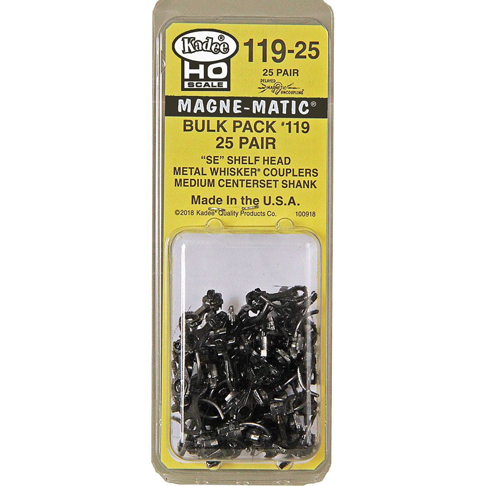 Kadee #119-25 HO SE Shelf Metal Whisker Couplers - 25 Pair Bulk Pack– product image