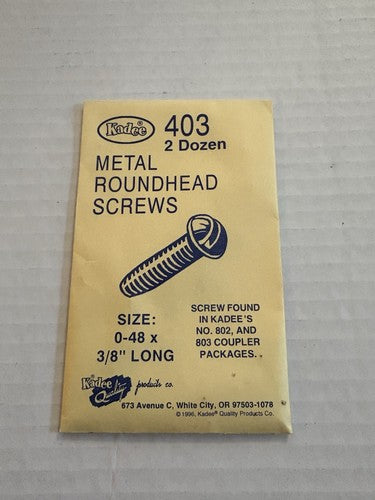 Kadee #403 0-48 x 3/8 inch screws