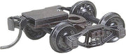 Kadee 512 HO scale Bettendorf T-Section trucks with ready-to-mount couplers and 33-inch ribbed-back wheels