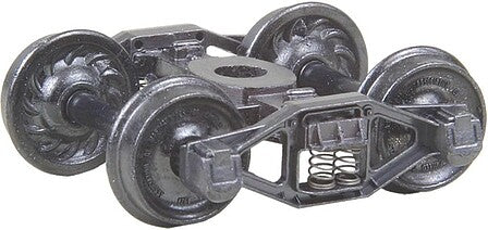 Kadee 554 HO scale Bettendorf T-Section self-centering trucks with 33-inch ribbed-back wheels
