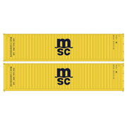Kato 80055G N scale MSC yellow 40-foot intermodal containers, two-pack
