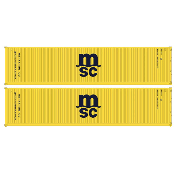 Kato 80055G N scale MSC yellow 40-foot intermodal containers, two-pack