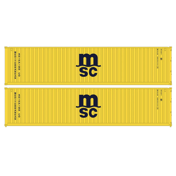 Kato 80055G N scale MSC yellow 40-foot intermodal containers, two-pack
