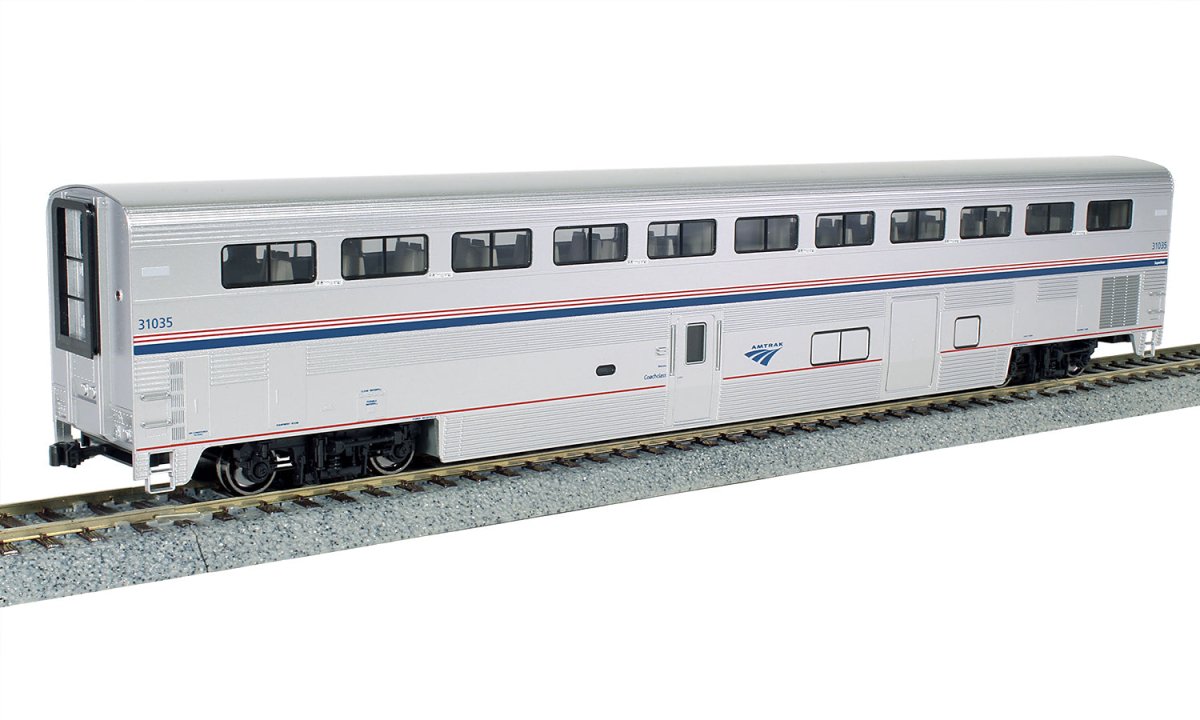 Kato HO Scale Amtrak Superliner I Coach-Baggage Phase VI #31003 w/Pre-Installed Interior Lights — exact product reference