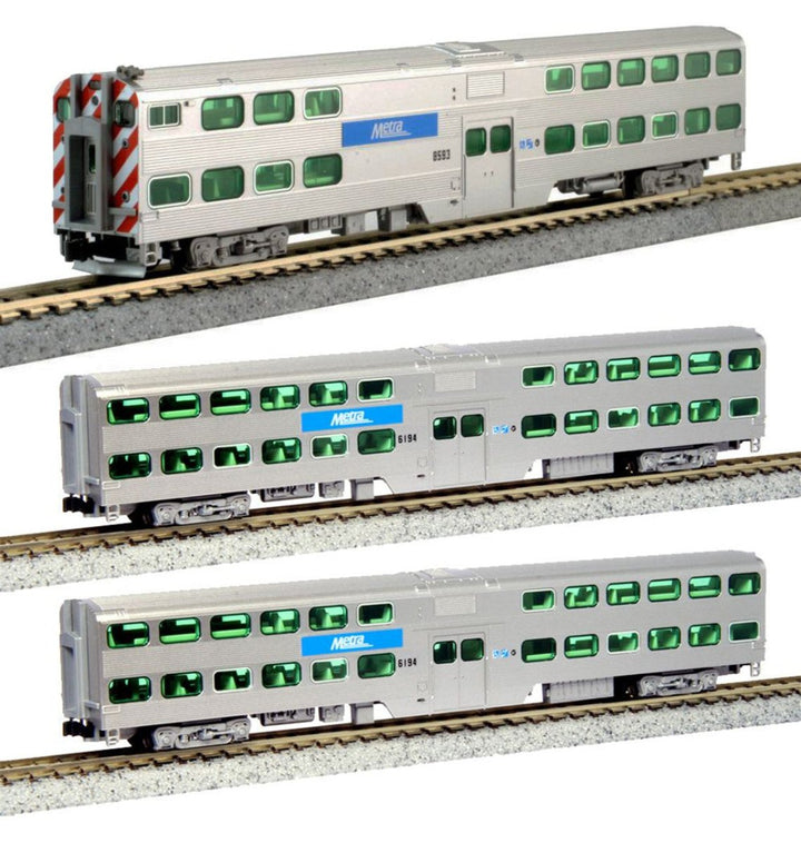 Kato N Scale Gallery Bi-Level 3 Car Set, Chicago Metra / Sound - 106-8703-S — exact product reference