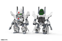 Kotobukiya IW001 Evoroids EVR-01A JET-N model kit, manufacturer CG illustration of front and rear views of the same robot. Assembly required.