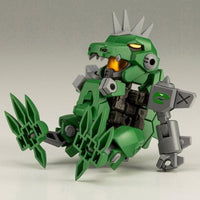 Kotobukiya Evoroids C-REX-11 C-REX model kit, seated robot-mode pose; assembly demonstration.