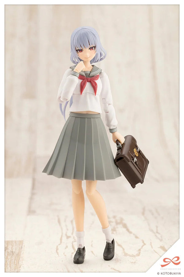 Kotobukiya JK071 Kuon Yakushiji Touou High School Uniform Dreaming Style Diamond Heroine 1/10 kit, front view with school bag; assembled and painted demonstration.