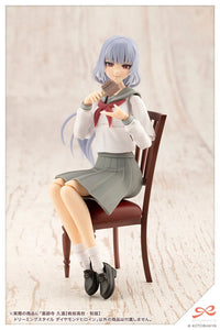 Kotobukiya JK071 Kuon Yakushiji Touou High School Uniform Dreaming Style Diamond Heroine 1/10 kit, seated pose with popsicle; chair sold separately; assembled and painted demonstration.