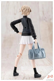 Kotobukiya JK088 Rui Saotome Touou High School Tracksuit Dreaming Style Midnight Onyx 1/10 model kit, rear view with school bag; assembled demonstration.