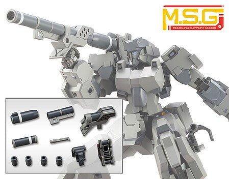 Kotobukiya RW002 Hand Bazooka parts and assembled configuration on a separately sold robot model
