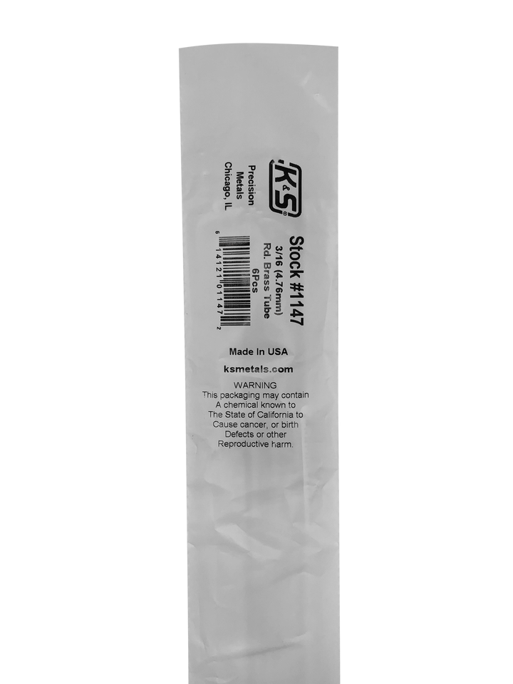 K&S Precision Metals 1147 3/16 inch round brass tube 36 inch 6-piece package