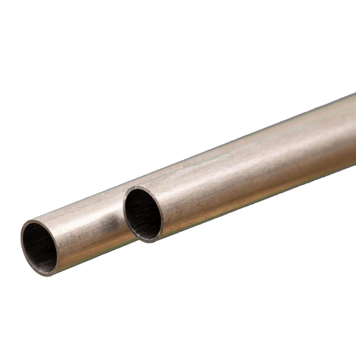 K&S 9807 round aluminum tubing, 8 mm outside diameter, 0.45 mm wall and 300 mm length, manufacturer profile photograph.