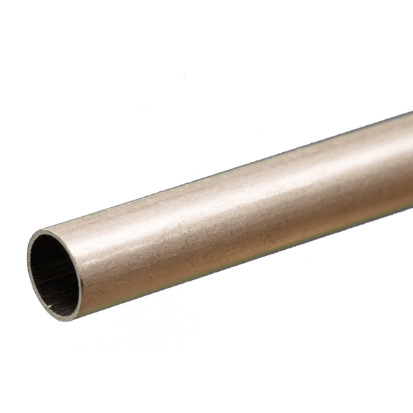 K&S 9808 round aluminum tubing, 9 mm outside diameter, 0.45 mm wall and 300 mm length, manufacturer profile photograph.