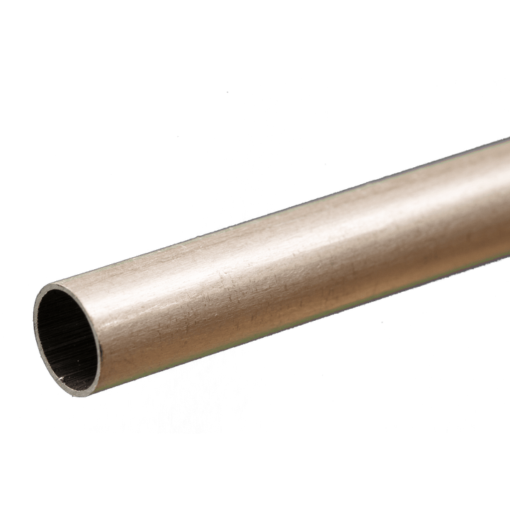 K&S 9808 round aluminum tubing, 9 mm outside diameter, 0.45 mm wall and 300 mm length, manufacturer profile photograph.