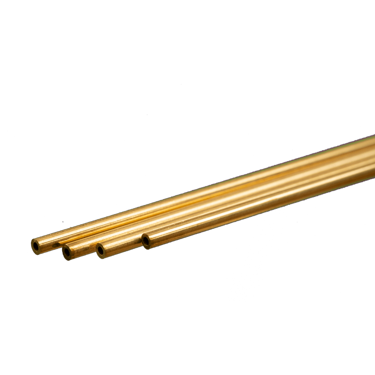 K&S 9820 round brass tubing, 2 mm outside diameter, 0.45 mm wall and 300 mm length, manufacturer profile photograph.