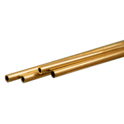 K&S 9821 round brass tubing, 3 mm outside diameter, 0.45 mm wall and 300 mm length, manufacturer profile photograph.