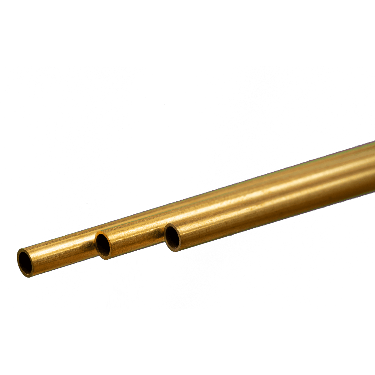 K&S 9822 round brass tubing, 4 mm outside diameter, 0.45 mm wall and 300 mm length, manufacturer profile photograph.