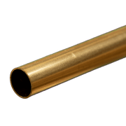 K&S 9828 round brass tubing, 10 mm outside diameter, 0.45 mm wall and 300 mm length, manufacturer profile photograph.
